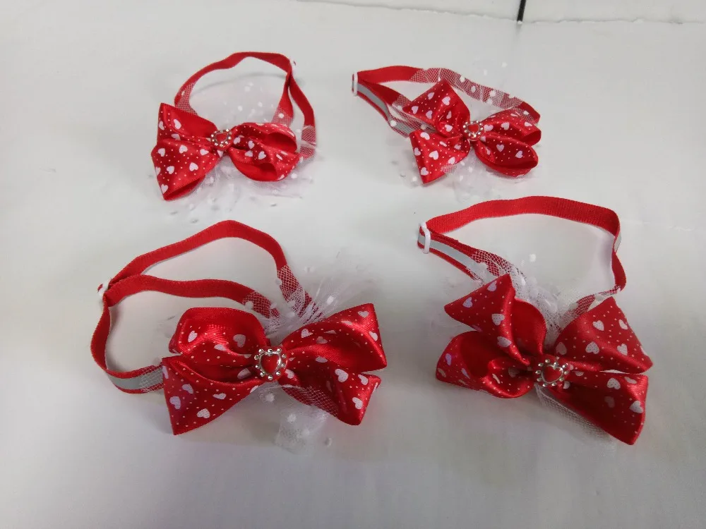 30 шт./лот Pet Puppy Dog лента для кошки red loveheart кружевные Галстуки-бабочка шейные платки товары для ухода за детьми вечерние день Святого Валентина LY2910