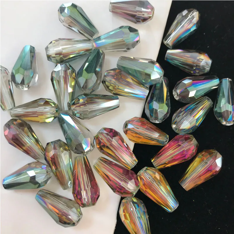 50pcs 8x16mm Drop Bicone Austria Crystal beads Charm loose spacer Beads DIY Earrings necklace hadicraft bracelet jewelry - Цвет: 4