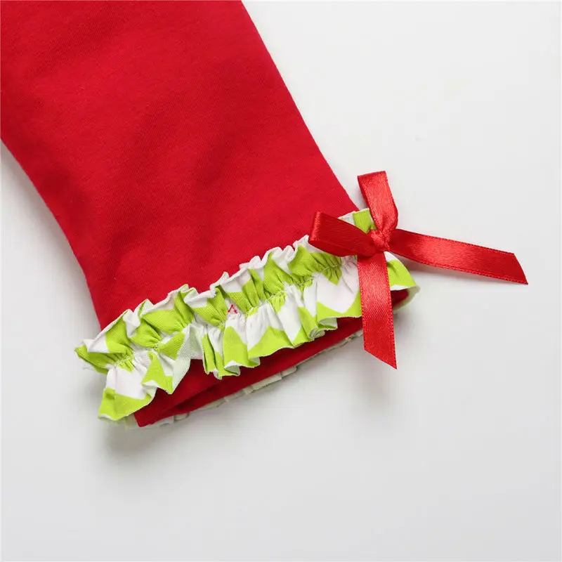 Новое рождественское зеленое платье с рисунком оленя + красные леггинсы