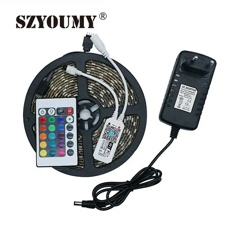 SZYOUMY 5050 RGB светодиодная лента IP65 5 м 2835 SMD DC 12 В Светодиодная 60led/M с 24 клавишным Wifi
