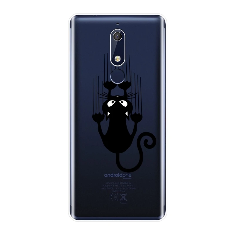 Soft Phone Case Silicone For Nokia 2.1 3.1 5.1 6.1 7.1 Plus Black Cat Dog Rabbit Bear Back Cover | Мобильные телефоны и