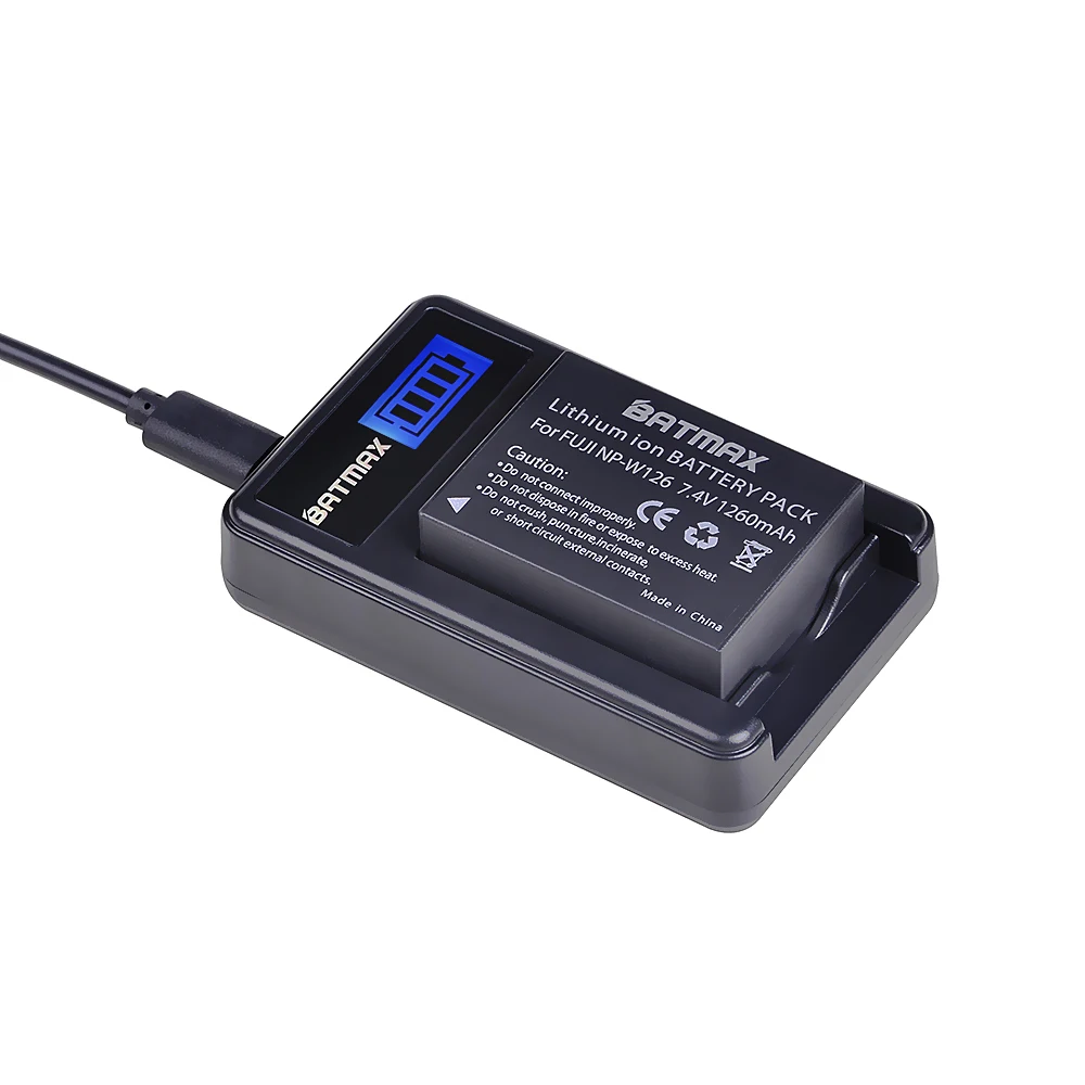 1X батарея 1260 мАч NP W126 + зарядное устройство USB с ЖК дисплеем для Fuji HS50 HS35 HS33 HS30EXR XA1