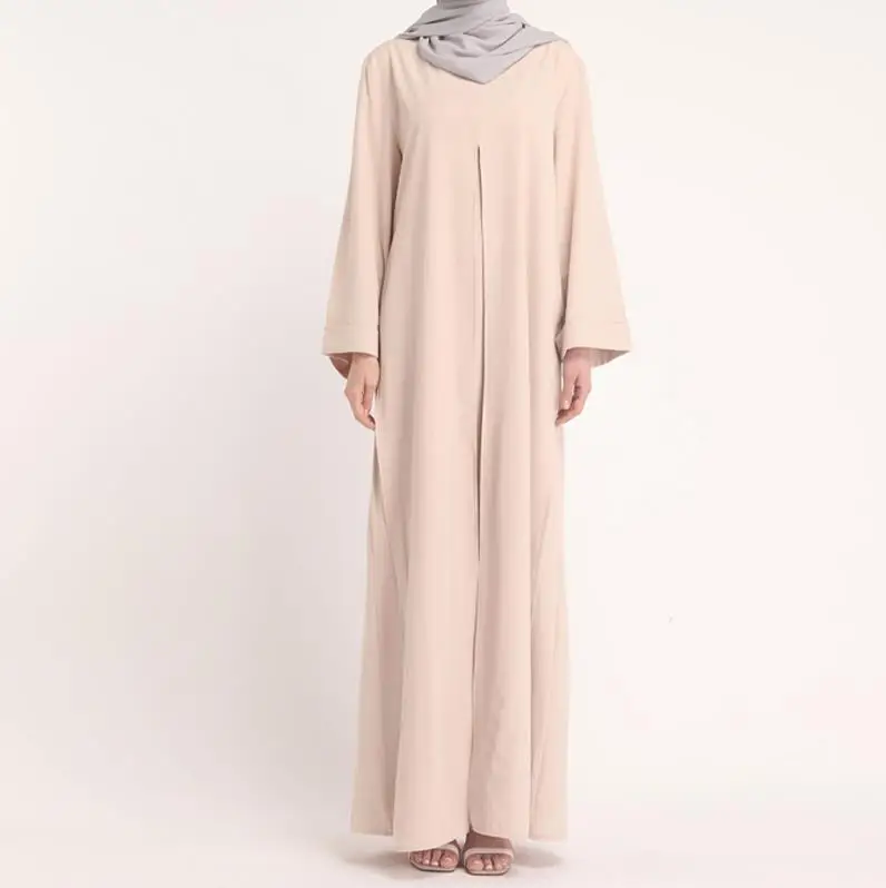 Beige Dress Кафтан абайя мусульманское платье Дубай, Турция Рамадан кафтан Marocain Vestidos бандажные платья Хиджаб турецкий Elbise Исламская одежда - Цвет: Beige Dress
