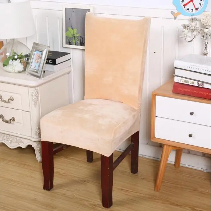 Solid color chair cover Silver fox velvet stretch Simple universal seat Velvet | Дом и сад