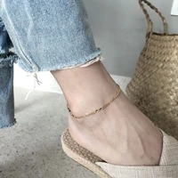 silvology 925 sterling silver asymmetry chain anklets gold texture 2019 summer fashionable anklets for women 925 foot jewelry