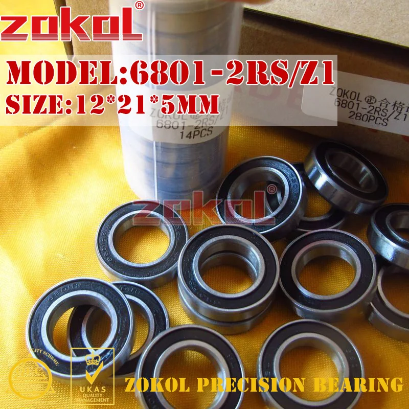 ZOKOL 6801 RS подшипник 2RS ZZ Z1 ZZ/Z1 радиальный шарикоподшипник 12*21*5 мм|bearing bearing|bearing
