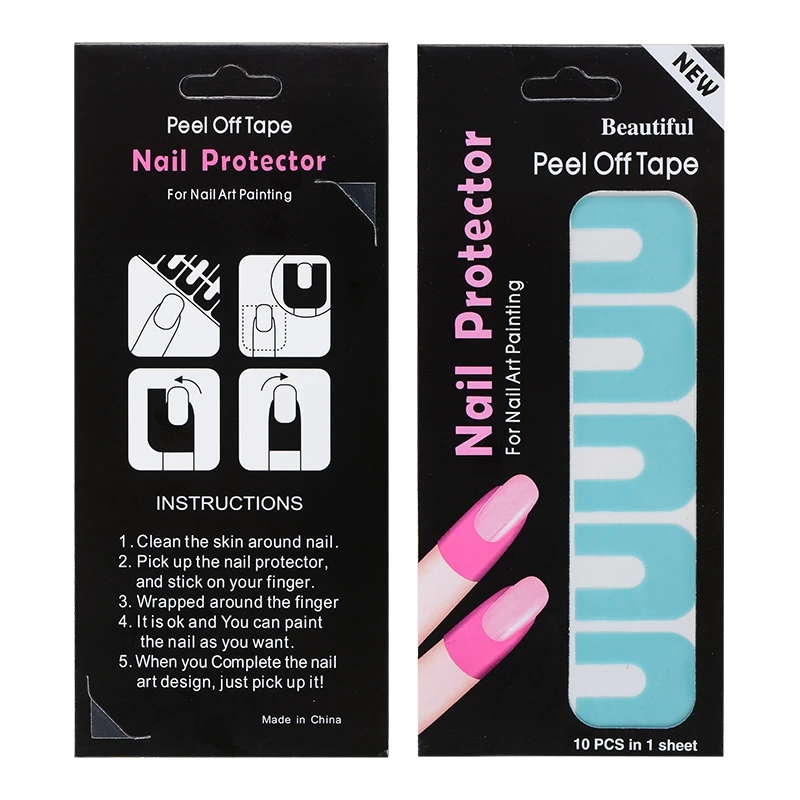 10 шт/Лист наклейки для ногтей антипереливающиеся палочки дизайна защита пальцев