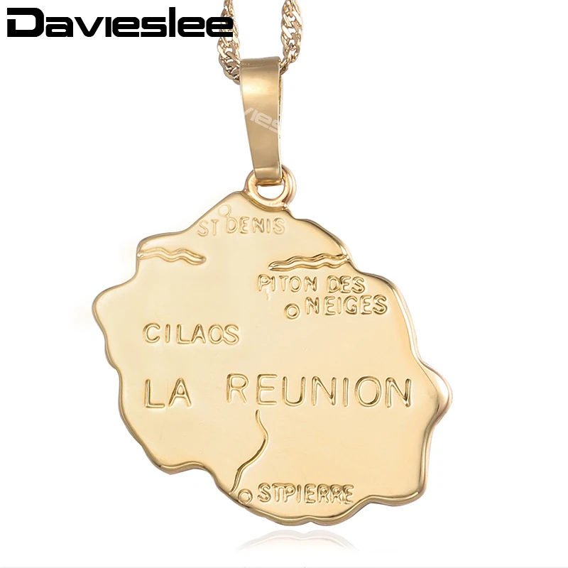 Женское ожерелье с подвеской в форме карты Davieslee La Reunion цвета шампанского