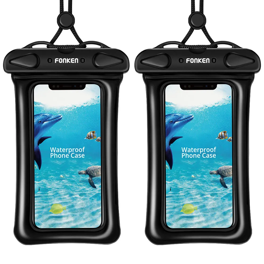 waterproof black bag 2 шт FONKEN подушка безопасности поплавок водонепроницаемый чехол для телефона дорожная сумка для хранения сухой мешок Приморский Дайвинг Плавательный воздушный эффектный чехол переносной чехол - Цвет: waterproof black bag