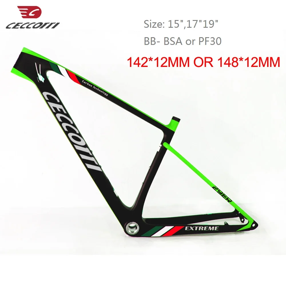 Ceccotti-5 Новейшая карбоновая mtb рама 29er 27,5 ER 15 17 19 BSA BB30 коническая рама для горного велосипеда 2 года - Цвет: Ceccotti-5