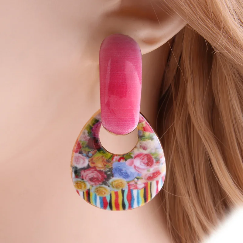 NeeFu WoFu длинные серьги с принтом круглые брендовые овальные большие аксессуары