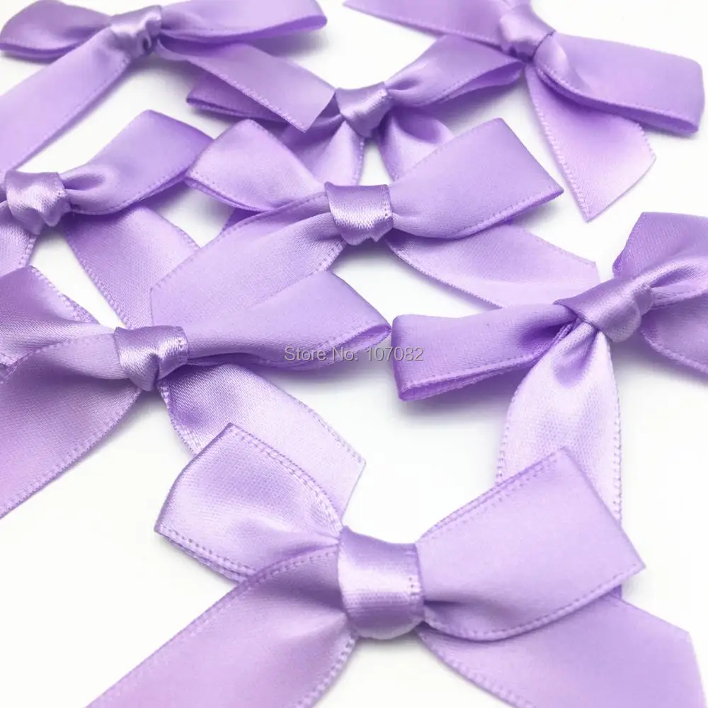

100pcs Lilac Ployester Ribbon Bows Decorative Bows Tails Butterfly Ties Embellishments For Doll Hair Wedding Favors Accessories