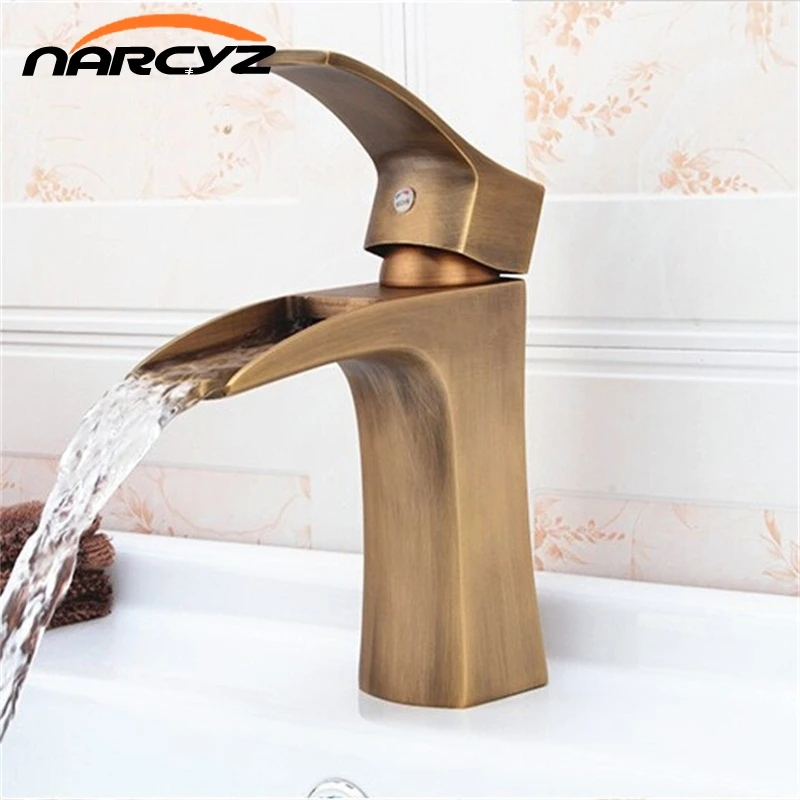 Европейский Стиль квадратной с одной ручкой античный латунный Смеситель для