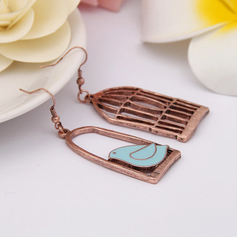 Женские Висячие серьги MloveAcc винтажные цветные модные с масляной птицей в клетку