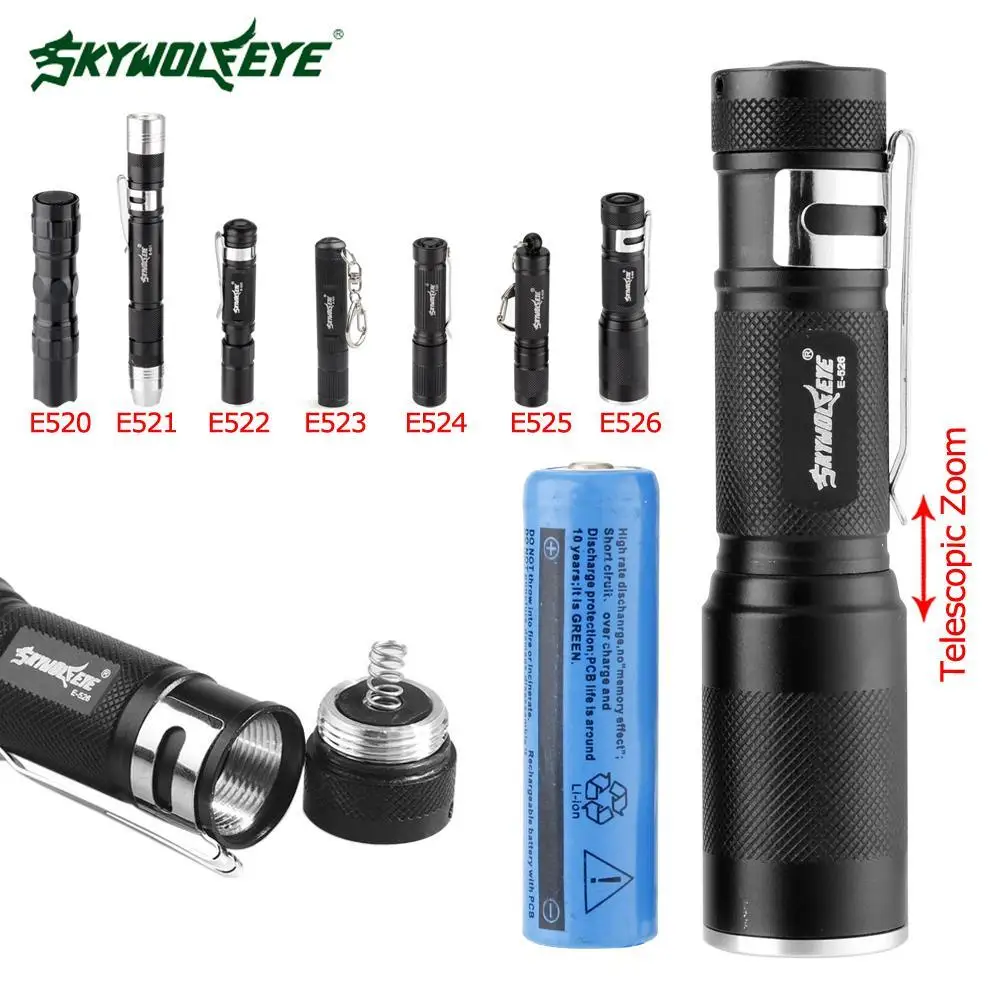 SKYWOLFEYE Waterproof Penlight flashlight 3800LM XPE led torch 3 modes bike light Zoom lanterna with pocket clip AAA | Лампы и