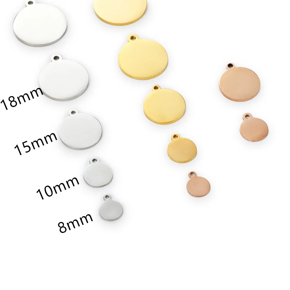 MYLONGINGCHARM 50 шт./лот 10 мм бирка из нержавеющей стали Заготовки круг диски гравюра