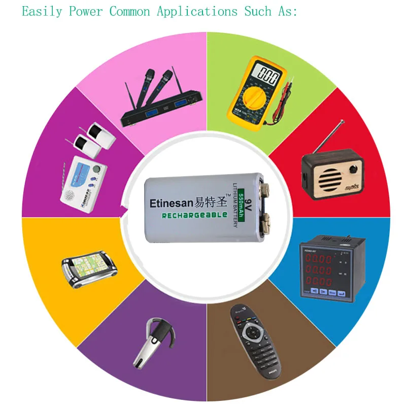 4 шт. Etinesan 550mAh 9v литий-ионная аккумуляторная батарея реальная емкость игрушки