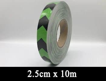 25mmx10m 25 мм x 10 м светящиеся светоотражающие предупреждающие самоклеющиеся stikcer с цветной стрелкой печать для автомобиля - Цвет: 25mmx10m
