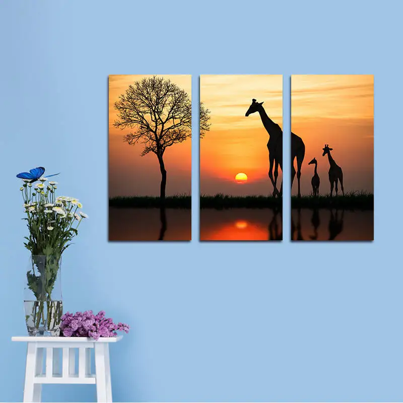 3 Pcs Animal Giraffes Oil Painting On Canvas HD Print Pictures Modular Work Art Poster for Home Living Room No Frame | Дом и сад