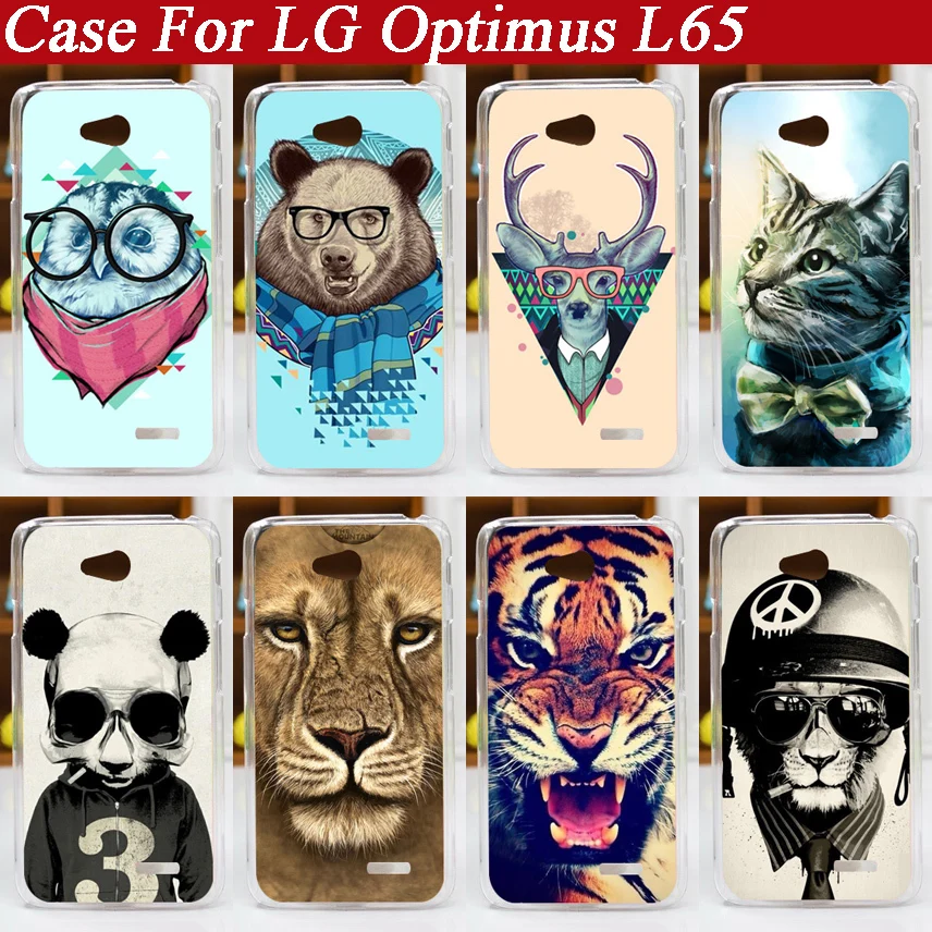 Жесткий чехол из поликарбоната С Рисунком Тигра льва медведя для LG L65 Optimus/diy чехол для LG Optimus L65 Dual D285 D280
