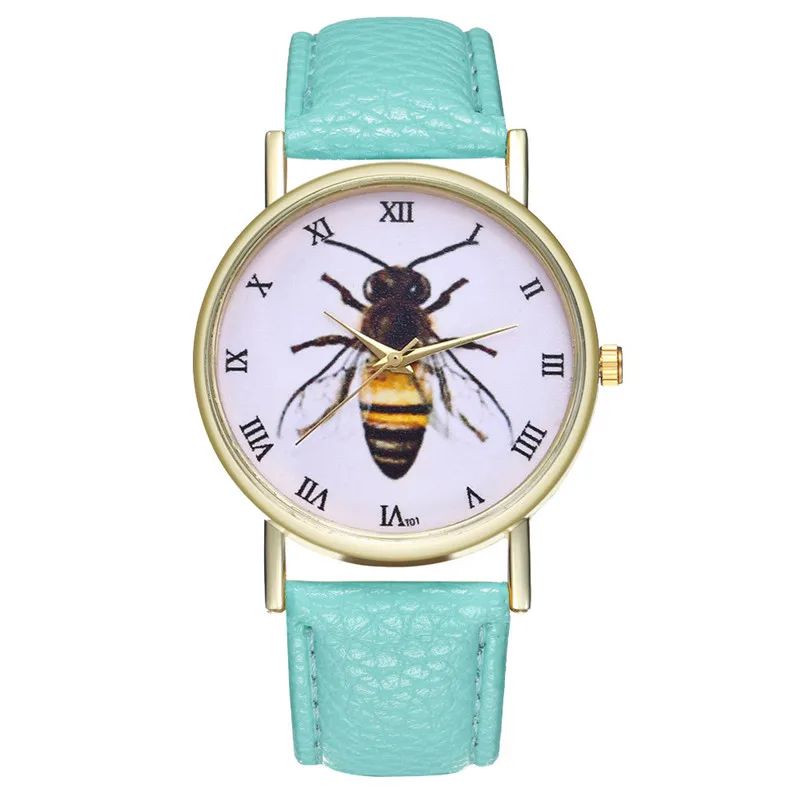 Mint Green Horloge Dames Лучшие Продавцы минимализм креативный тренд Ретро часы пчелы насекомые женские часы Cuckoo Kol Saatie@ 50 - Цвет: Mint Green
