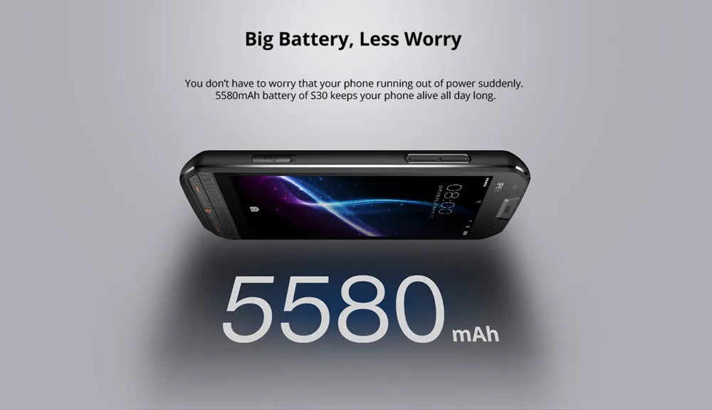 DOOGEE S30 IP68 Водонепроницаемая двойная задняя камера для смартфона 5580 мАч Быстрая зарядка 5," HD MTK6737 Android 7,0 2 ГБ+ 16 Гб 8 Мп отпечаток пальца