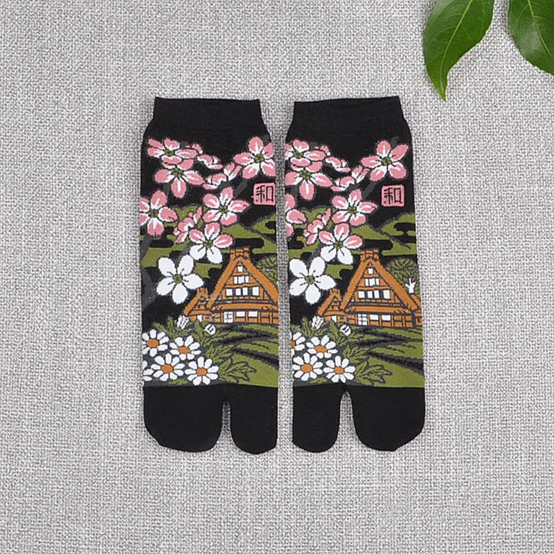 Design 8 Модные сандалии с раздельным носком в японском стиле короткие носки Geta Kimono Вьетнамки, волнистые хлопковые носки Sakura носки-башмачки 1 пара ZXY9729 - Цвет: Design 8