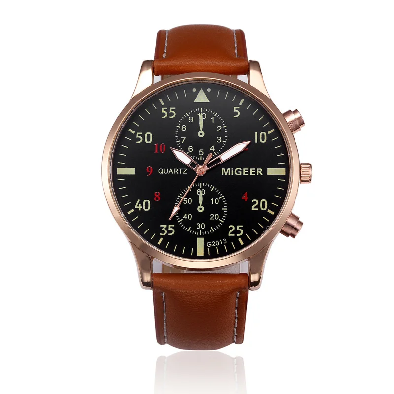 Brown Rose Gold Лидирующий бренд, Роскошные мужские часы, модные часы для мужчин, спортивные часы, кожаные повседневные наручные часы, Reloj Hombre erkek kol saati - Цвет: Brown Rose Gold
