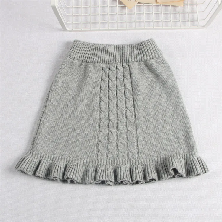 2 шт./Лот весенне осенние вязаные костюмы с юбкой оборками для маленьких девочек