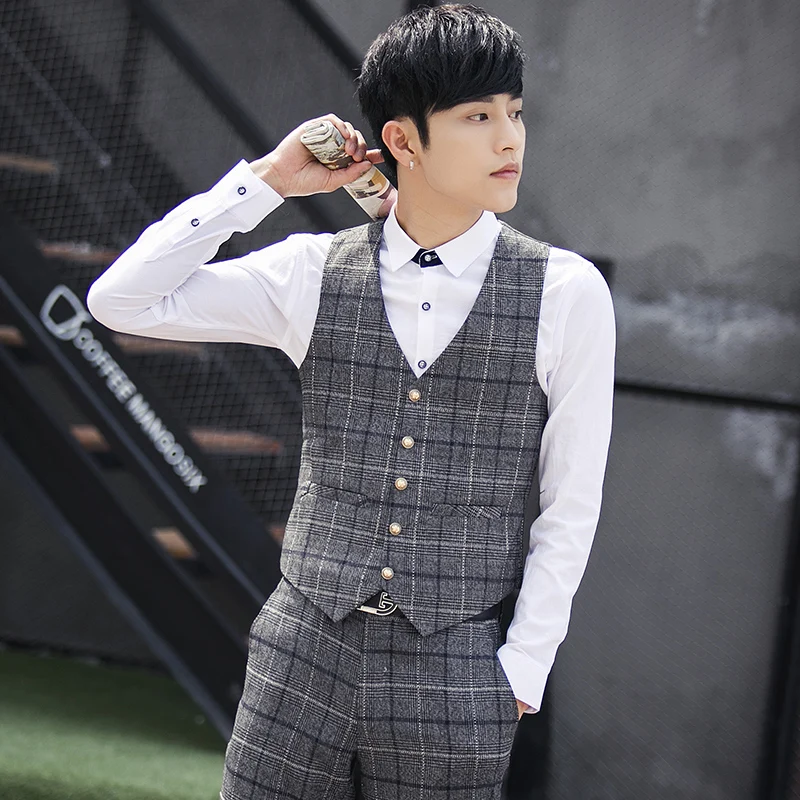 2017 модные дизайнерские облегающие мужские костюмы в Корейском стиле деловая