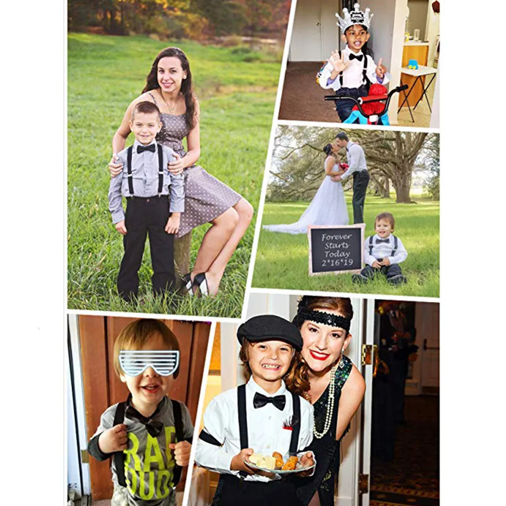 Комплект детских подтяжек с бантом регулируемые эластичные подтяжки для