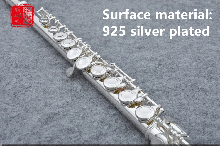 Профессиональная флейта 16 отверстий C тон левосторонняя посеребренный материал