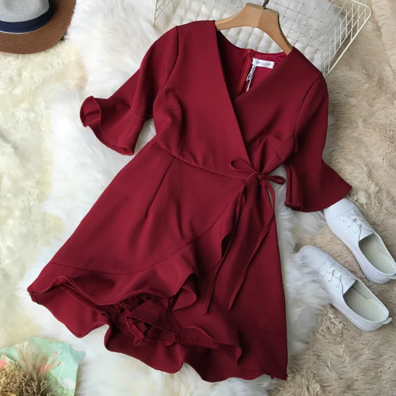 wine red Летний комбинезон комбидресс женские элегантные комбинезоны для женщин широкие повседневные сексуальные комбинезоны вечерние короткие женские комбинезоны ZT2021 - Цвет: wine red
