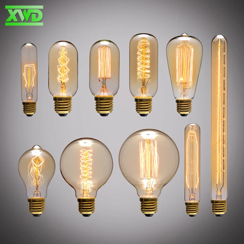 Оптовая цена винтажные креативные лампы накаливания Эдисона ST64/A19/G80/T185 110-240 в E27