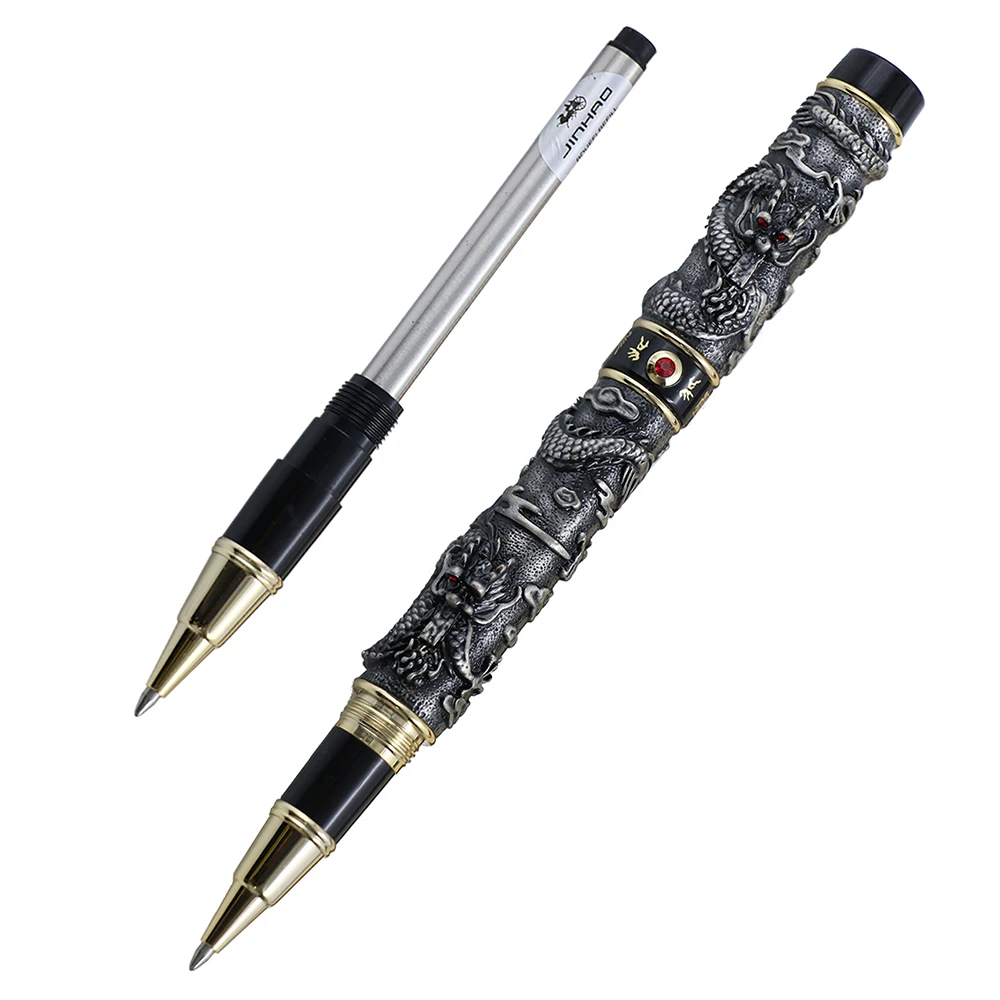 Высокое качество Jinhao Dragon шариковая ручка Роскошная металлическая шариковая ручка древнее серебро 0,7 мм перо канцелярские принадлежности для офиса и школы