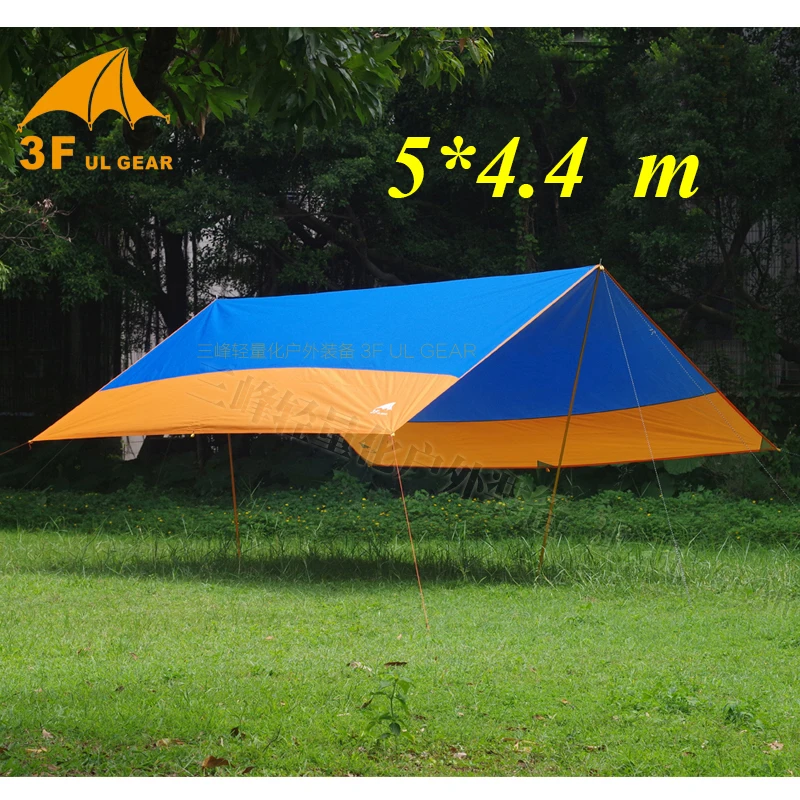 Высококачественный 3F UL gear 5*4,4 m прямоугольник 210T полиэстер с ПУ и серебряным покрытием большой открытый брезент shelter Пляжный Тент