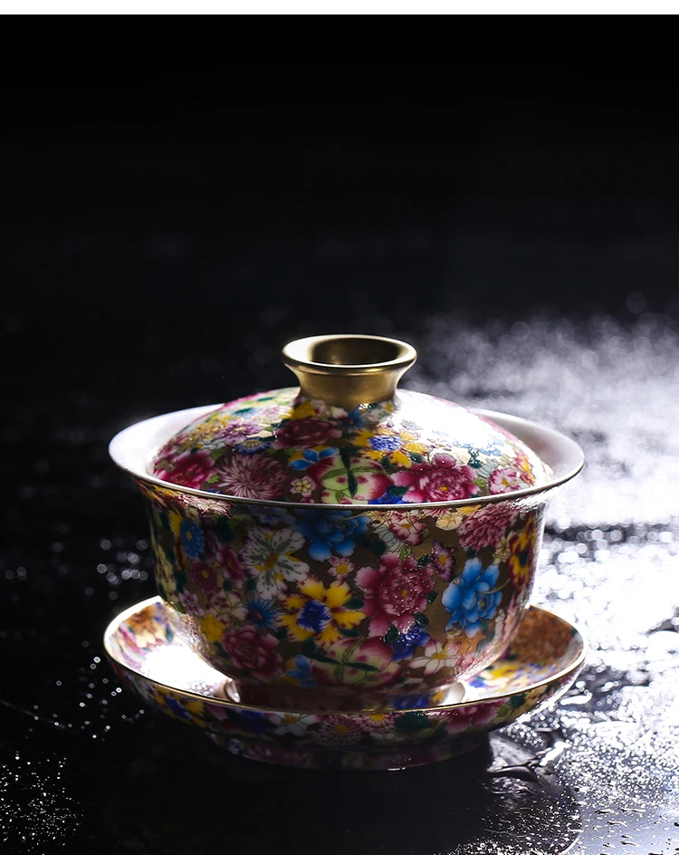 Бутик коллекция Gaiwan чайный набор кунг-фу цветы цвет эмаль керамика ремесла famile Роза фарфор чайная чаша чашка блюдце супница