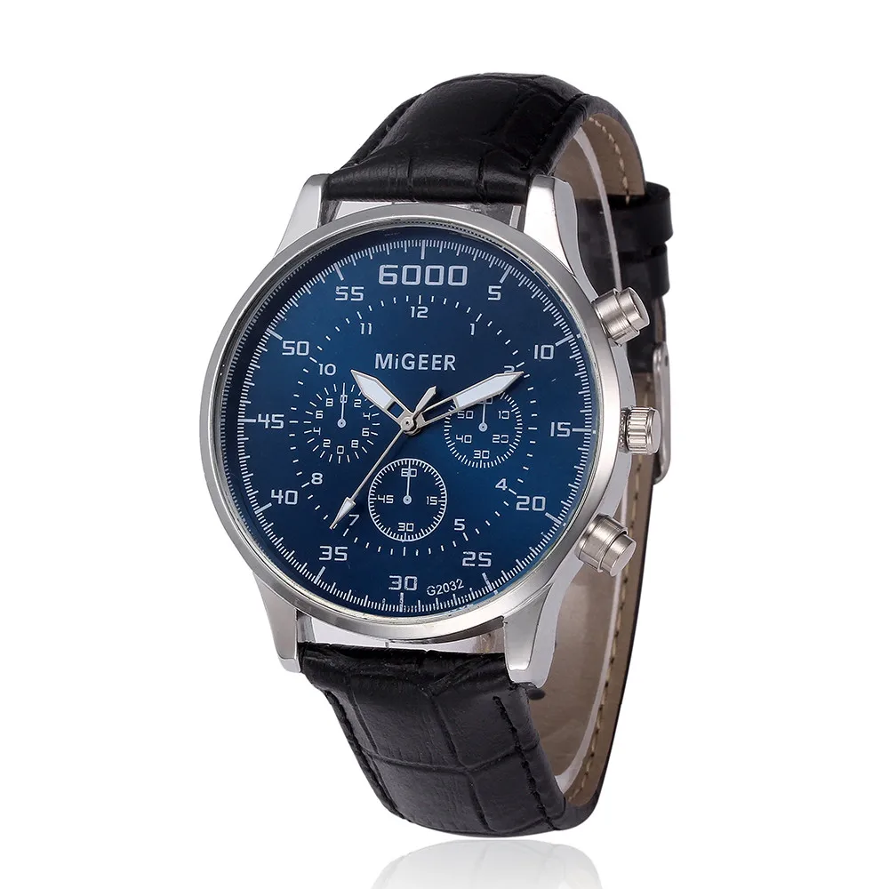 Лидер продаж модные спортивные мужские часы с тремя глазами и синим циферблатом