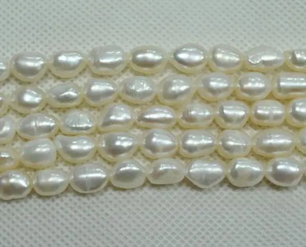 

Wholesale Loose Pearl Jewellery,AAA 7-8MM Top Quality Rice Baroque Beads White Color Natural Freshwater Pearl Jewellery