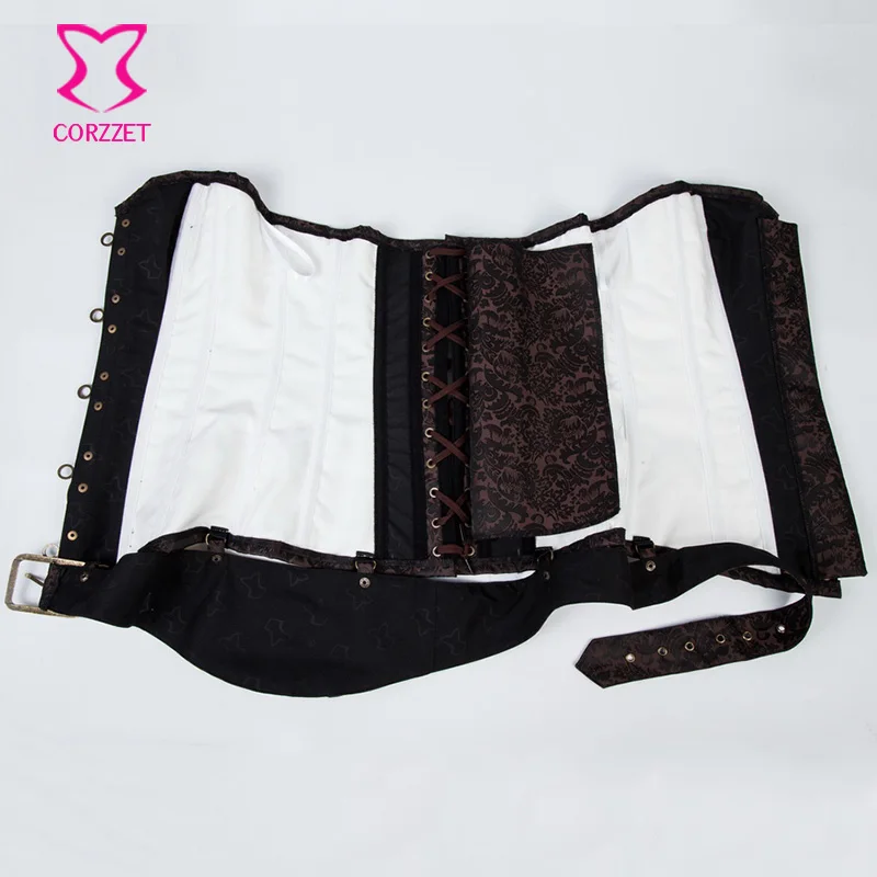 Корсет в стиле стимпанк винтажный коричневый белый 6XL|korsett for women|sexy korsett womenplus size