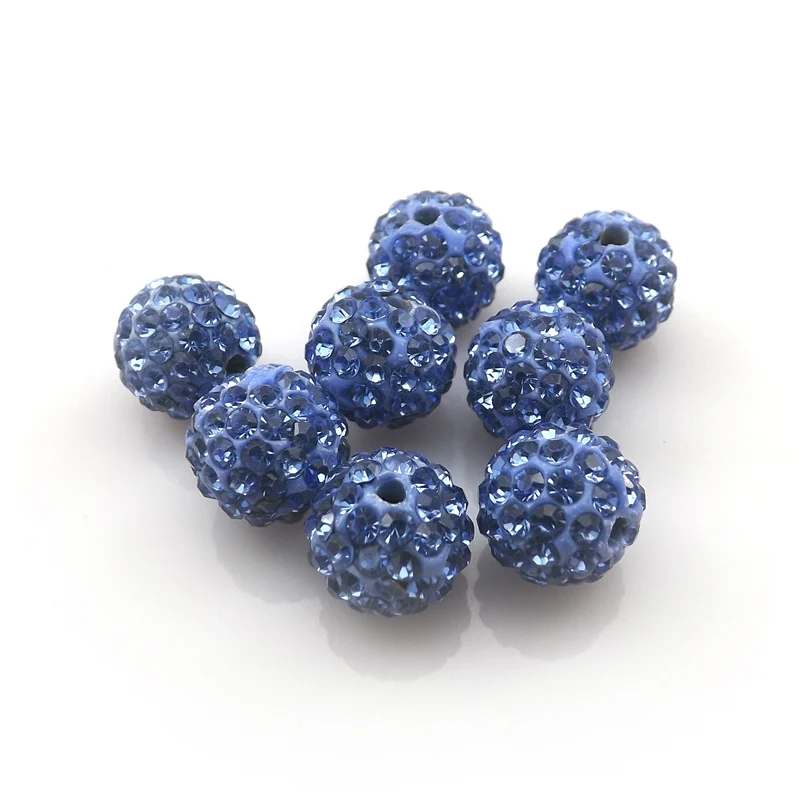 100 шт./лот 10 мм светло голубой цвет со стразами свободные бусины 6 рядов мозаичный