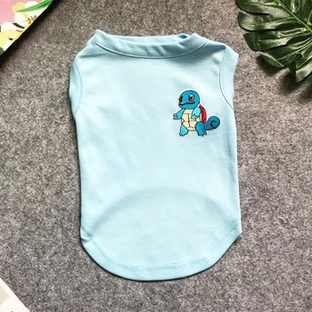 Синий Милые модные детские топы с изображением Pokemon летняя футболка корги Шнауцер жилетка, одежда для домашних животных Одежда для домашних животных кошка собака одежда костюм для мопса GZC20 - Цвет: Синий