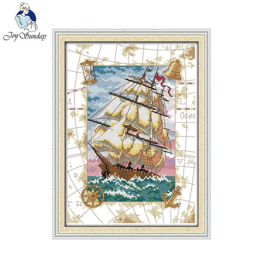 Joy Sunday в живописном стиле Ocean voyage простые Шаблоны для вышивки крестиком