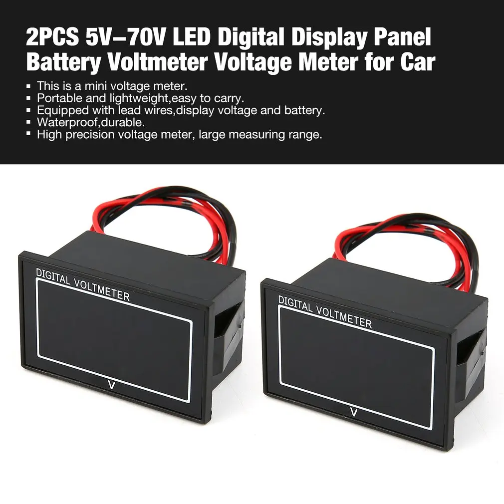 2 шт. DC 5 V-70 V светодиодный цифровая панель дисплея вольтметр электрическое