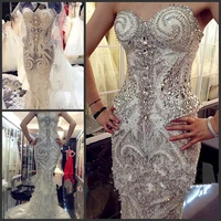 queen bridal 100 real photo sexy wedding dresses mermaid crystal beading sequined luxury vintage bridal gowns custom made rt01m