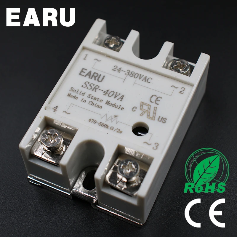 1 шт. твердотельный релейный модуль SSR-40VA 40A 500K Ом до 24-380 В AC SSR 40VA регулятор сопротивления