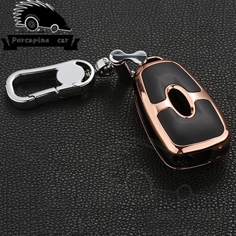 

New Zinc Alloy Car Key Smart Leather Remote Key Case Cover For Ford Focus 3 MK3 Mondeo Fiesta Kuga Fuga Ecosport 2013 2014