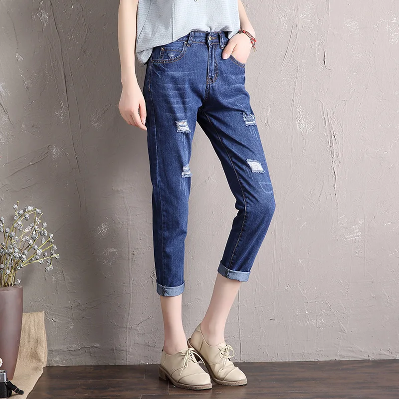 Женские свободные шаровары с Луной синие винтажные джинсы до щиколотки