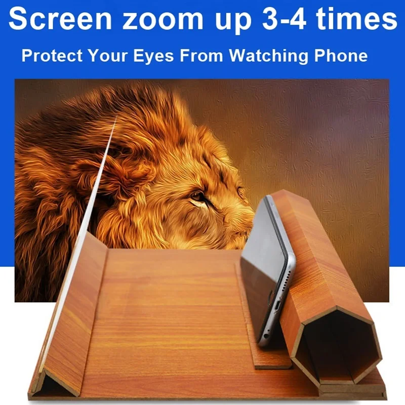 Tongdaytech 12 дюймов увеличитель для экрана телефона HD 3D Портативный видео усилитель деревянный складной увеличенный расширитель подставка держатель телефона