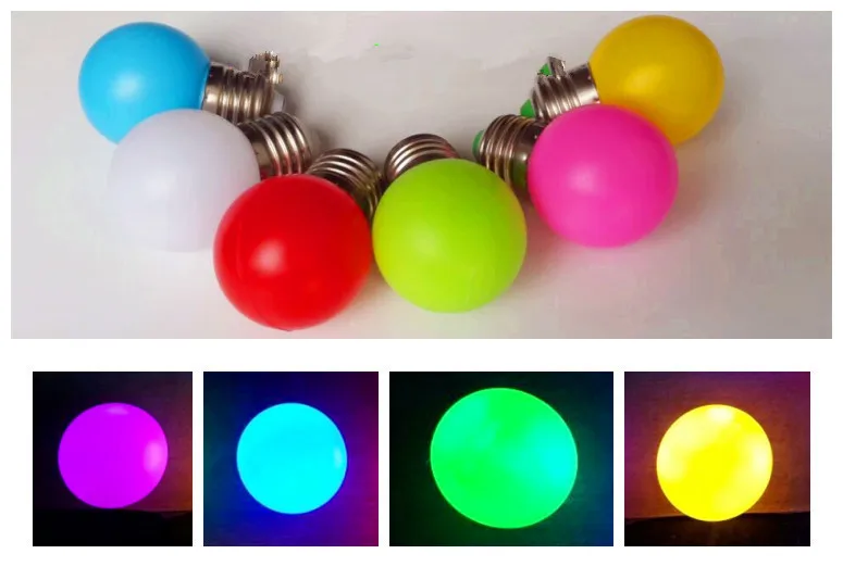 Фото Newest Colorful E27 B22 1W 2W 3W 5W 220V Red Blue Green White Yellow Warm RGB Blubs Energy Saving LED Golf Ball Light Globe Lamp №2